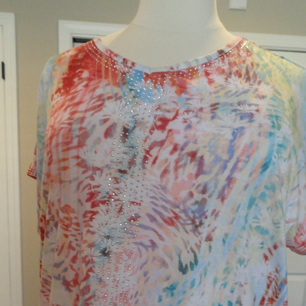 Gloria Vanderbilt Embellished Tee Colorful